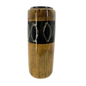 Scheurich Keramik Pottery West Germany Vase MCM 532-28 Yellow Black 11" x‎ 4"